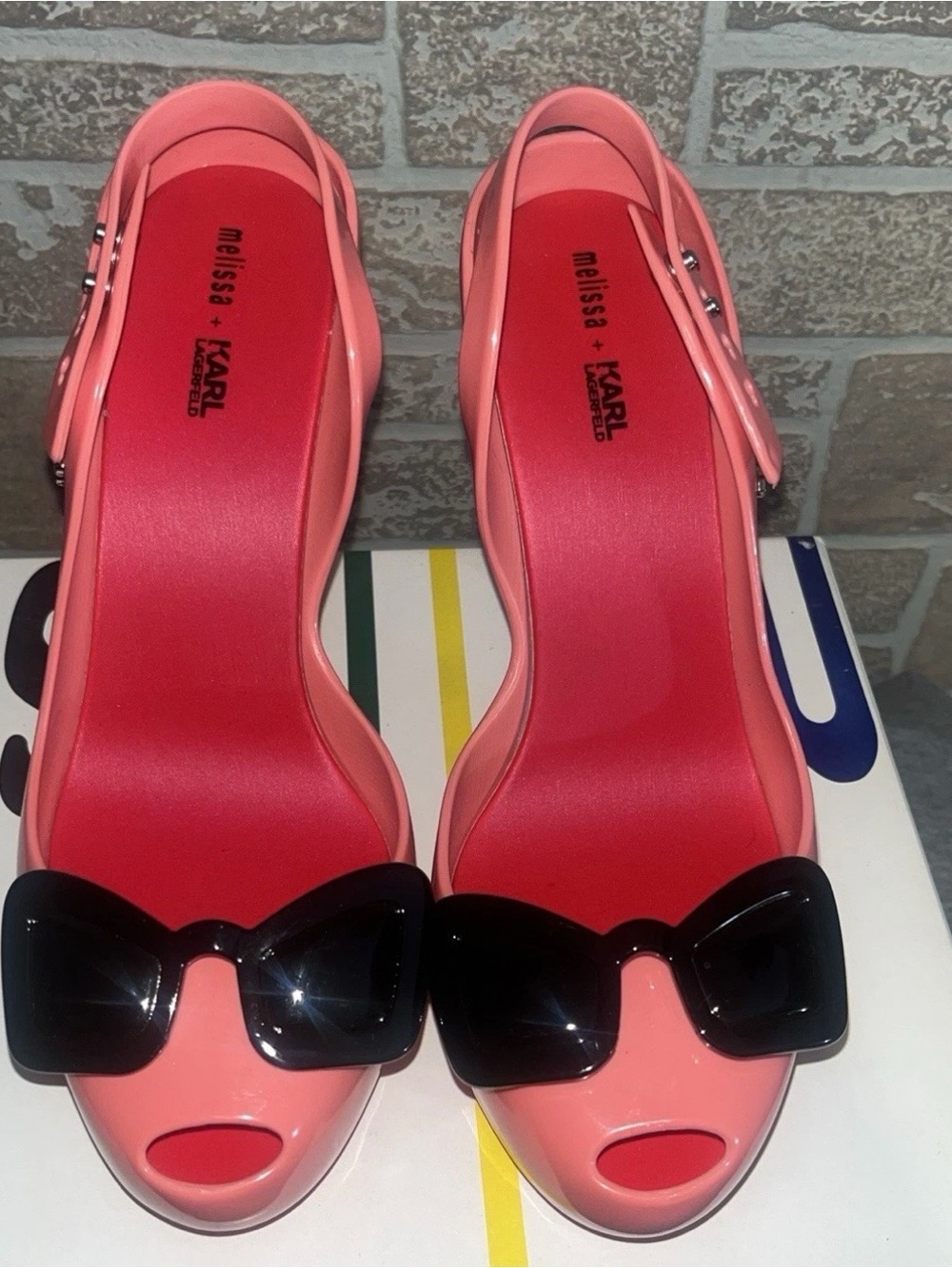 Melissa + Karl Lagerfeld Pink Jelly Slingback Peep-Toe Heels Size 8 US BRAND NEW